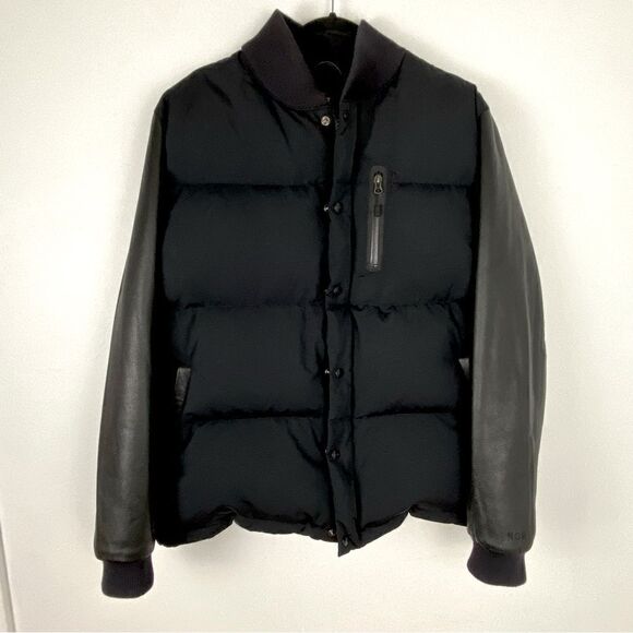 Nike Mens NSW Sportswear Destroyer Varsity Bomber Jacket Leather/Nylon Down XL - Picture 1 of 16